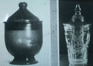Stiegel Type, Silver Flip Glass and Sugar Bowl, Magic Lantern Glass 