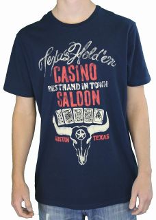 Lucky Brand Jeans Mens Texas Holdem Saloon T Shirt Navy 7MD8567 4NL 