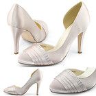 New womens bridal gold satin rhinestones stiletto heels pumps shoes 