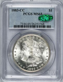 1883 cc $ 1 pcgs cac ms65 morgan dollar time