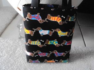DACHSHUND IN SWEATERS FABRIC PARTY FAVORS,BAGS,LITTLE TOTE HANDMADE