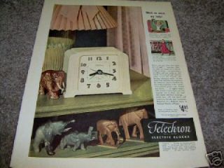 1948 antique telechron little tel clock elephant ad time left