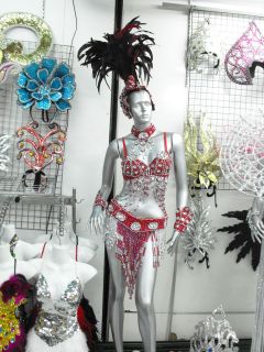   Samba Veags Feather Burlesque Showgirl Headdress Costume Set XS XL