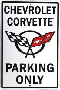 chevy chevrolet corvette parking only parking sign new time left