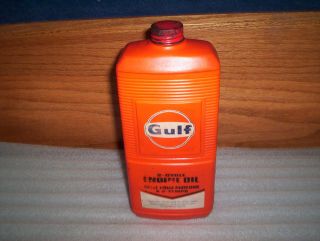 Vintage Gulf 2 Cycle Engine Plastic Bottle Motor Oil Bottle Canada 
