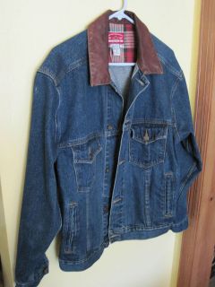 Vintage Marlboro Country Store Denim Jeans Jacket SZ M Mens Leather 