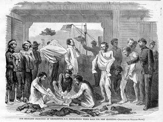 RELEASED CIVIL WAR PRISONERS FROM LIBEY, EXCHANGING RAGS FOR CLOTHING 