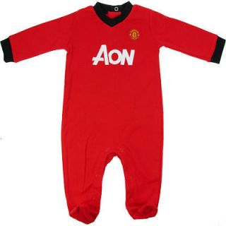 MANCHESTER UNITED FC BABY SLEEPSUIT ONESIE HOME KIT RED 3 6 mths 68cm 