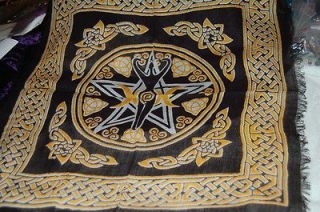   Pentagram Goddess , Gold On Black Bordered with Celtic Knot Rituals