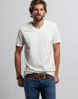 NWT Lucky Brand Jeans Mens Slub V neck T Shirt Tee White XL S