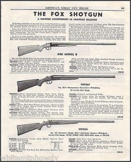 1949 FOX SHOTGUN AD Model B STEVENS Model 311 Hammerless 94 Hammer