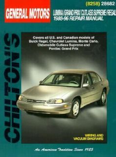 GM Lumina, Grand Prix, Cutlass Supreme, and Regal, 1988 96 by Chilton 
