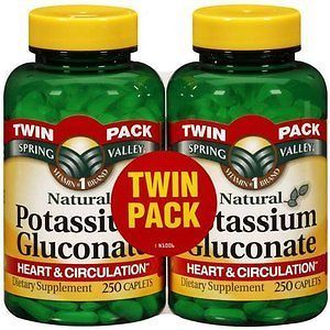 Spring Valley Potassium Gluconate Caplets Dietary Supplement, 500 ct 