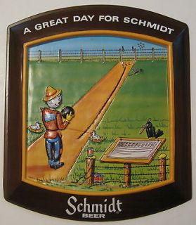 NOS VINTAGE 1977 SCHMIDT BEER SCARECROW BOWLING ADVERTISING SIGN 