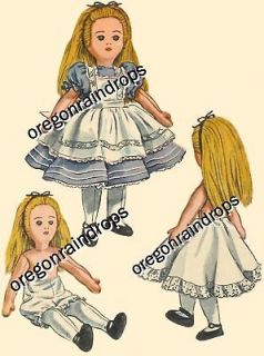 Vintage 1947 Alice In Wonderland Doll Pattern & Doll Clothes Pattern
