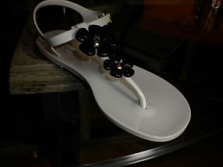 Kate Spade Findley 9 Cream/Black Jelly Flat Sandals S005019