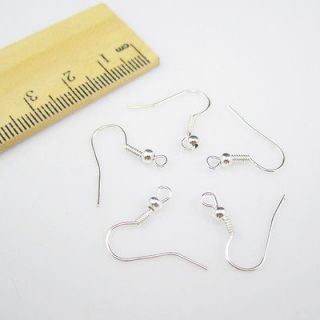   NEW Wholesale 100Pcs SILVER PLATED EARRINGS HOOK COIL EAR WIRE FIT
