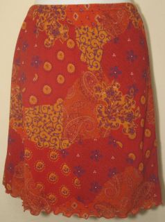 RAZZLE DAZZLE Red Orange & Purple Floral Scroll Print A Line Dress 