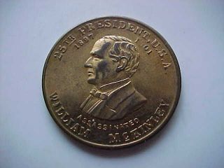 william mckinley vintage brass medal 25mm  7