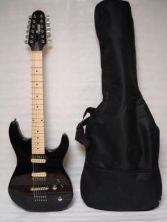 12 String Electric Guitar, Maple top, Black, /W Gig Bag