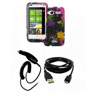 EMPIRE Hard Protective Case Cover Paint+USB Link+Car Charger for HTC 