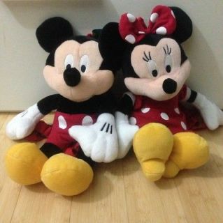 NEW Mickey And Minnie Mouse Plush Backpacks W/ Zipper Pouch   Cute 