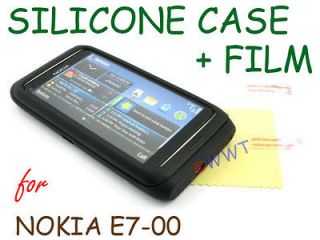   Silicone Silicon Back Cover Soft Case+LCD Film for Nokia E7 00 BVSC965