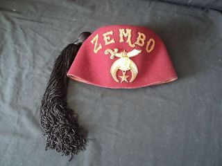 Vintage Fraternal Masonic Freemason Zembo Ali Ghan Shriner Cap Hat w 