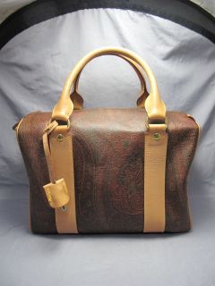 ETRO MILANO Boston Bag Paisley PVC & Leather Brown Authentic#327​8