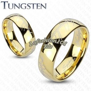 8mm Gold Ion Plated Tungsten Laser Design Mens Lord of the ring SZ 9