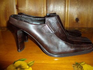 aldo brown leather clogs mules heels sz 39 8