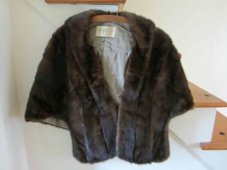 MINK Fur DARK BROWN Stole Coat Vintage BEST & Co. Fifth Avenue New 