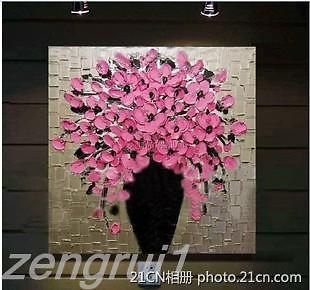 HUGE MODERN ABSTRACT OIL PAINTING pink flower (no frame )+gift