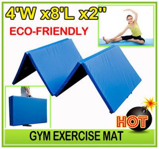   Gymnastics Gym Folding Exercise Aerobics Mats Blue Stretching Yoga Mat
