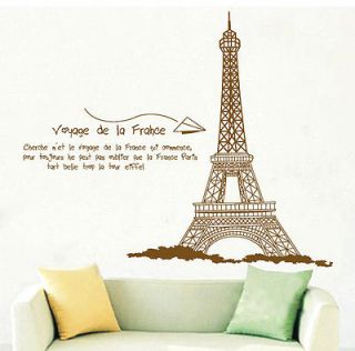 Huge Paris Eiffel Tower Wall Stickers Decor Decals Art PVC Reusable