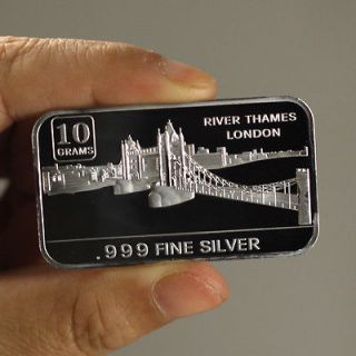 Newly listed 10 Grams .999 Fine Silver Art Bar / River Thames / SB031
