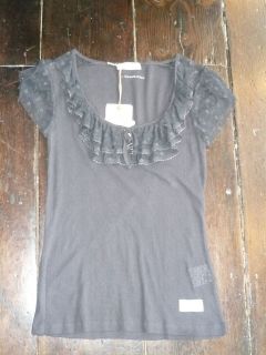 ODD MOLLY 804 ALMOST BLACK/CHARCOAL LACE DETAILED AUGUR COTTON TOP