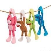 SOCK MONKEY & FRIENDS (FROG, BUNNY & PIG) PLUSH WITH LONG VELCRO ARMS
