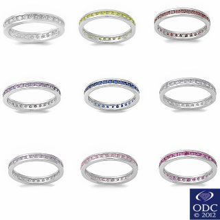 Gemstone Stackable Eternity Anniversary Band .925 Sterling Silver All 
