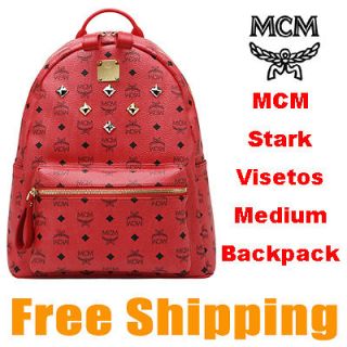 MCM Backpack STARK VISETOS Bag Red NWT Medium 100% Authentic Brand New