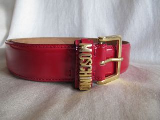 moschino red gold letter logo leather belt redwall 40 from
