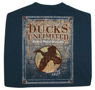 Ducks Unlimited Short Sleeve Crewneck T Shirt Vintage Poster NWT