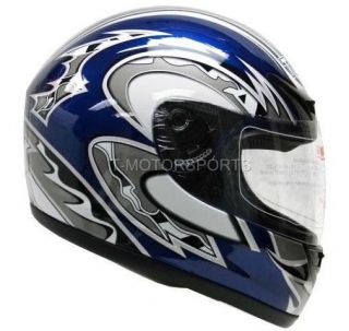 BLUE FULL FACE MOTORCYCLE HELMET SPORT BIKE RACE FLAG~S/M/L/XL