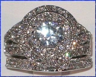 Halo Queen Anne 3.48 Ct. Cubic Zirconia Bridal Wedding Ring Set   SIZE 