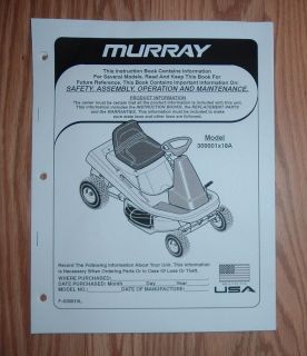   309001X18A RIDING MOWER OWNERS MANUAL W/ ILLUSTRATED PARTS LIST