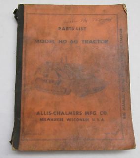 Parts List for ALLIS CHALMERS Model HD 6G Tractor USA Manual