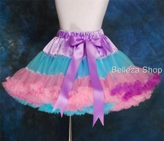 Multi colored Girl Rainbow Pettiskirt Petticoat Ruffle tutu Skirt SZ 4 