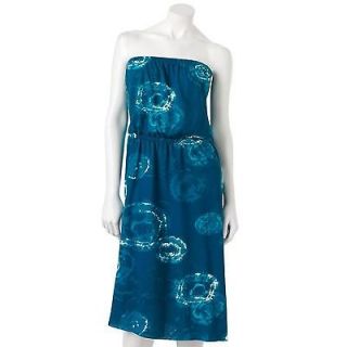 MUDD Womens Juniors TUBE DRESS Strapless Asymmetrical Hem Tie Dye Blue 