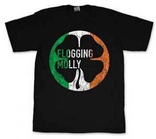 New Authentic Flogging Molly Distressed Shamrock Logo Adult T Shirt