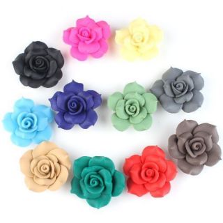 New Wholesale Rose Flowers FIMO Charms Polymer Clay Beads Findings 